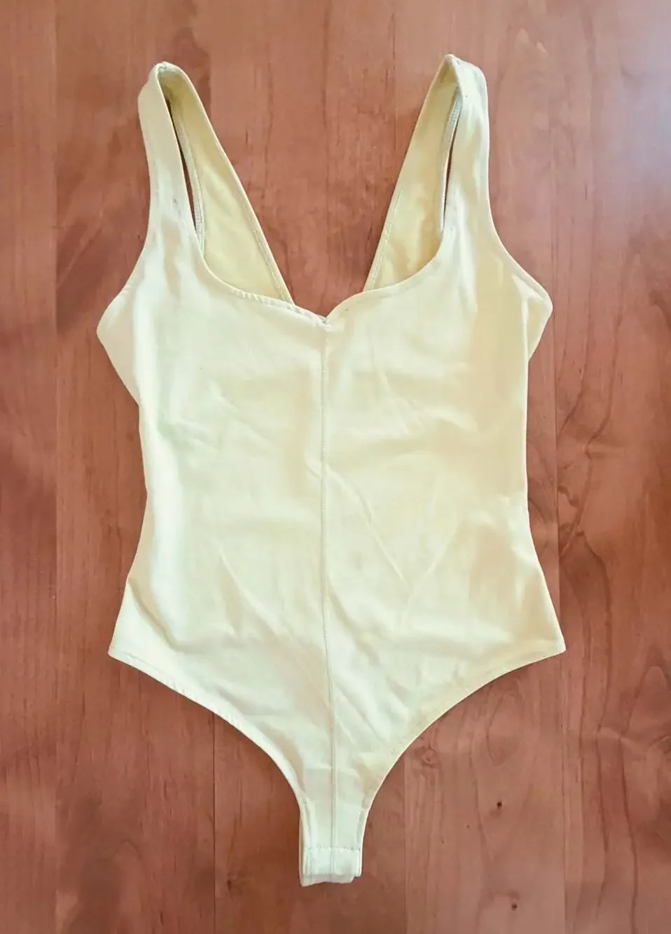 Intimately Free People V-Neck Thong Bodysuit in Lime Green XS